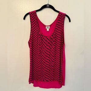 Worthington Women’s Pink and Black Sleeveless Blouse - Size XL